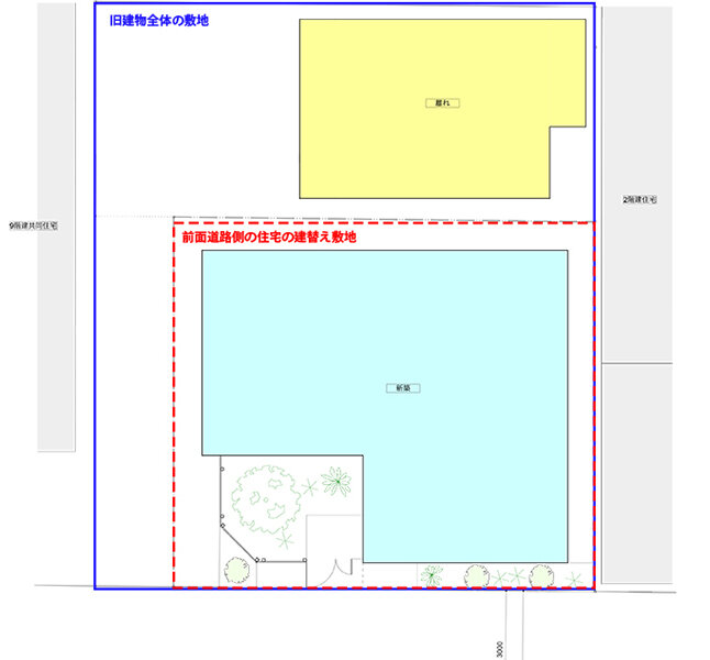 既存建物の改修と新築の配置1